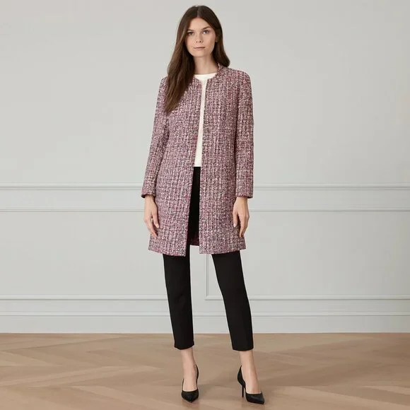 Vintage Garfield & Marks Pink Long Tweed Made in USA Mix Jacket Size 6 - Picture 1 of 6